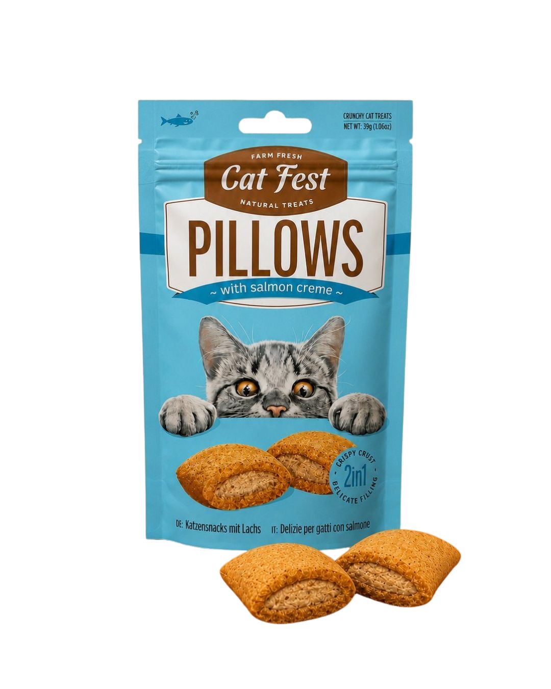 Cat Fest Pillows Salmon Creme